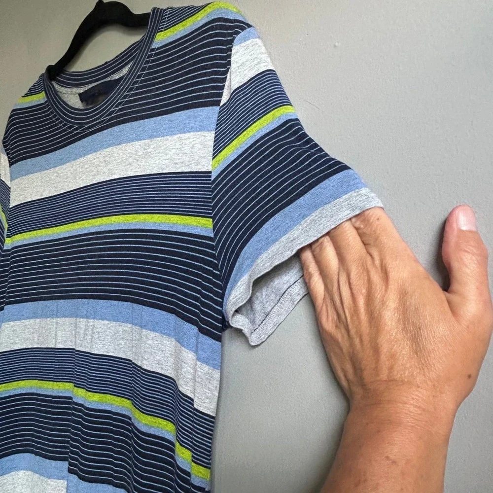 Rachel Rachel Roy Blue‎ Striped Short Sleeve Midi T-Shirt Dress Womens Large